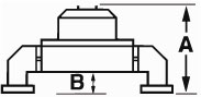 Water pump measurement drawing showing dimensions A and B